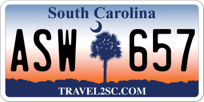 SC license plate ASW657