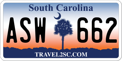 SC license plate ASW662