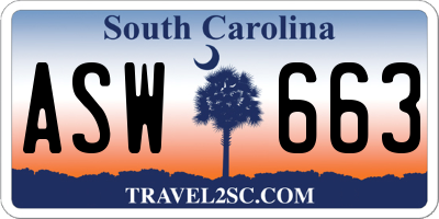 SC license plate ASW663
