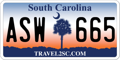 SC license plate ASW665