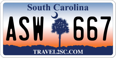 SC license plate ASW667