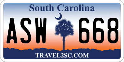 SC license plate ASW668