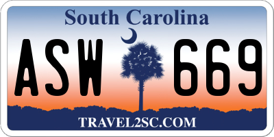 SC license plate ASW669
