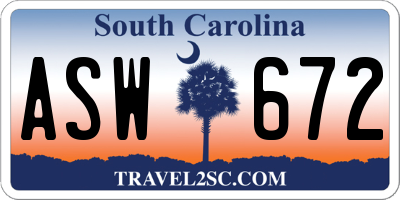 SC license plate ASW672