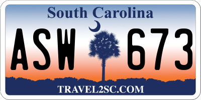 SC license plate ASW673