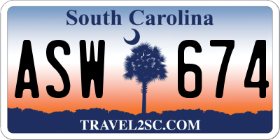 SC license plate ASW674