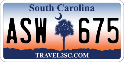 SC license plate ASW675
