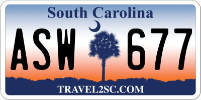 SC license plate ASW677