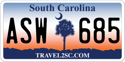 SC license plate ASW685