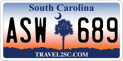 SC license plate ASW689