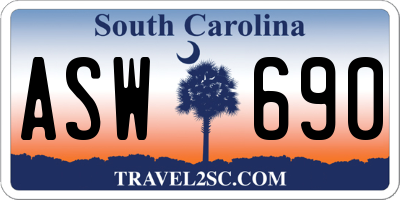 SC license plate ASW690