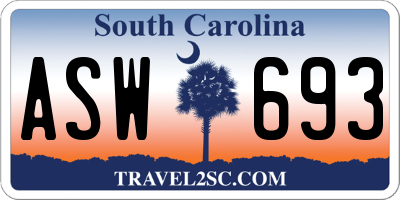 SC license plate ASW693