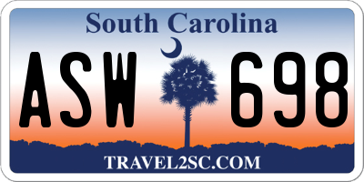 SC license plate ASW698