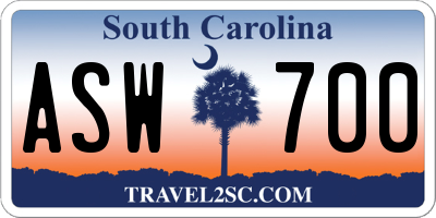 SC license plate ASW700