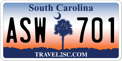 SC license plate ASW701
