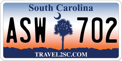 SC license plate ASW702