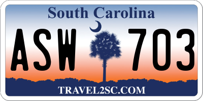 SC license plate ASW703