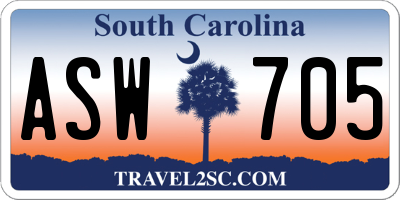 SC license plate ASW705
