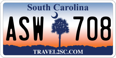 SC license plate ASW708