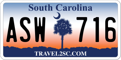 SC license plate ASW716