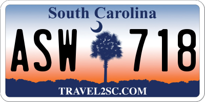 SC license plate ASW718