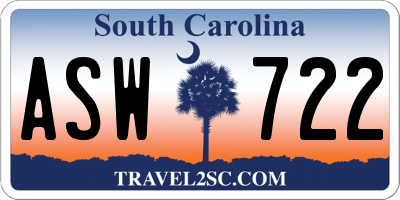 SC license plate ASW722