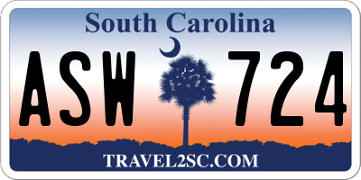 SC license plate ASW724