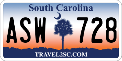 SC license plate ASW728