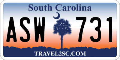 SC license plate ASW731