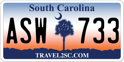 SC license plate ASW733