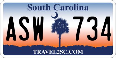 SC license plate ASW734