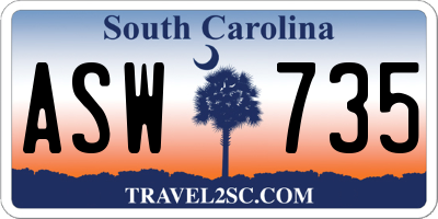 SC license plate ASW735
