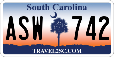 SC license plate ASW742