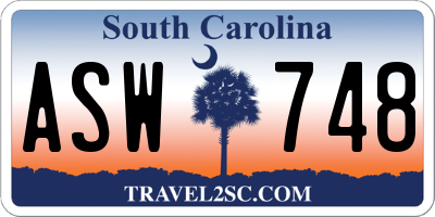 SC license plate ASW748