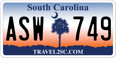 SC license plate ASW749