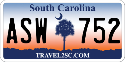 SC license plate ASW752
