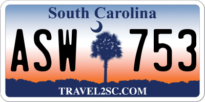 SC license plate ASW753