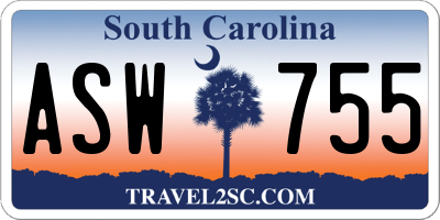 SC license plate ASW755