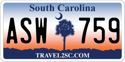 SC license plate ASW759