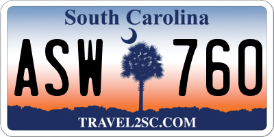 SC license plate ASW760