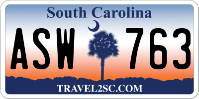 SC license plate ASW763