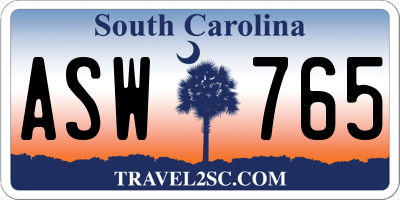 SC license plate ASW765
