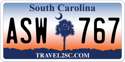 SC license plate ASW767