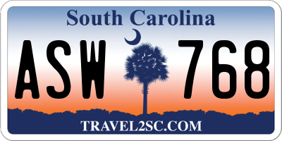 SC license plate ASW768