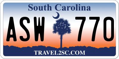 SC license plate ASW770