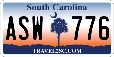 SC license plate ASW776