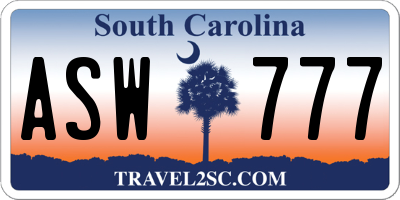 SC license plate ASW777