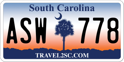 SC license plate ASW778