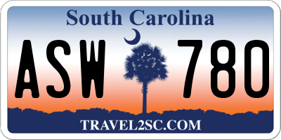 SC license plate ASW780