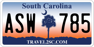 SC license plate ASW785